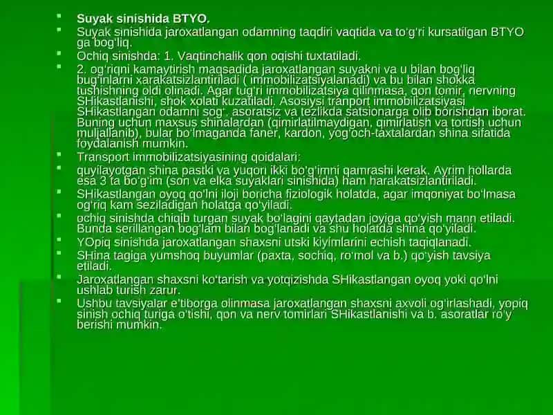 Suyaklarning sinishi, turlari, asosiy belgilari, asoratlari 4