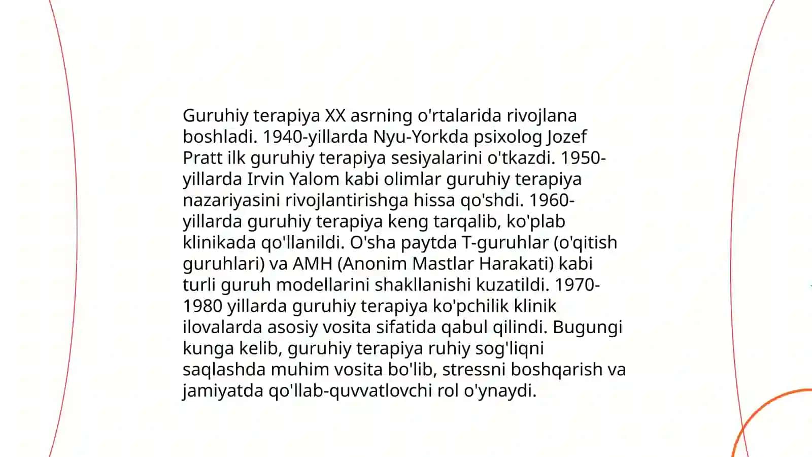 Psixologik treninglar tarixi va guruhiy terapeyaning tashkiliy-uslubiy jihatlari 4