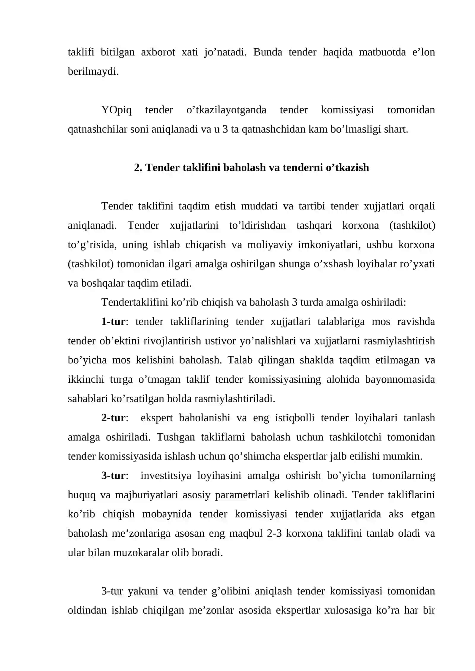 Kоrxоnani (оb’еkt) tеndеr savоlari оrqali xususiylashtirish 4