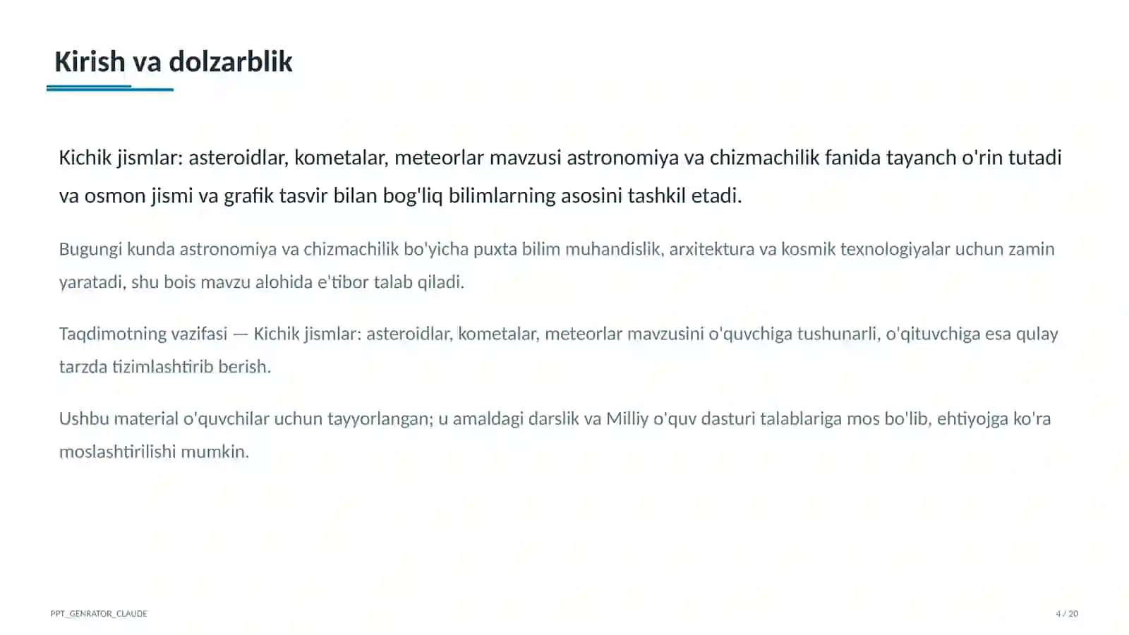 Kichik jismlar: asteroidlar, kometalar, meteorlar (11-sinf) 4