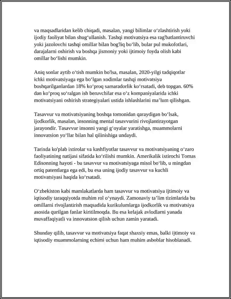 TASAVVUR – MOTIVATSIYA JARAYONINING KOGNITIV ASOSI 4