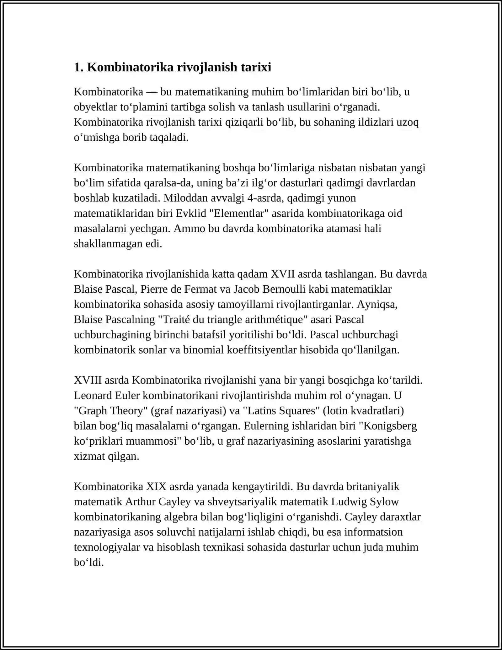 KOMBINATORIKA FANI RIVOJLANISH TARIXI 4