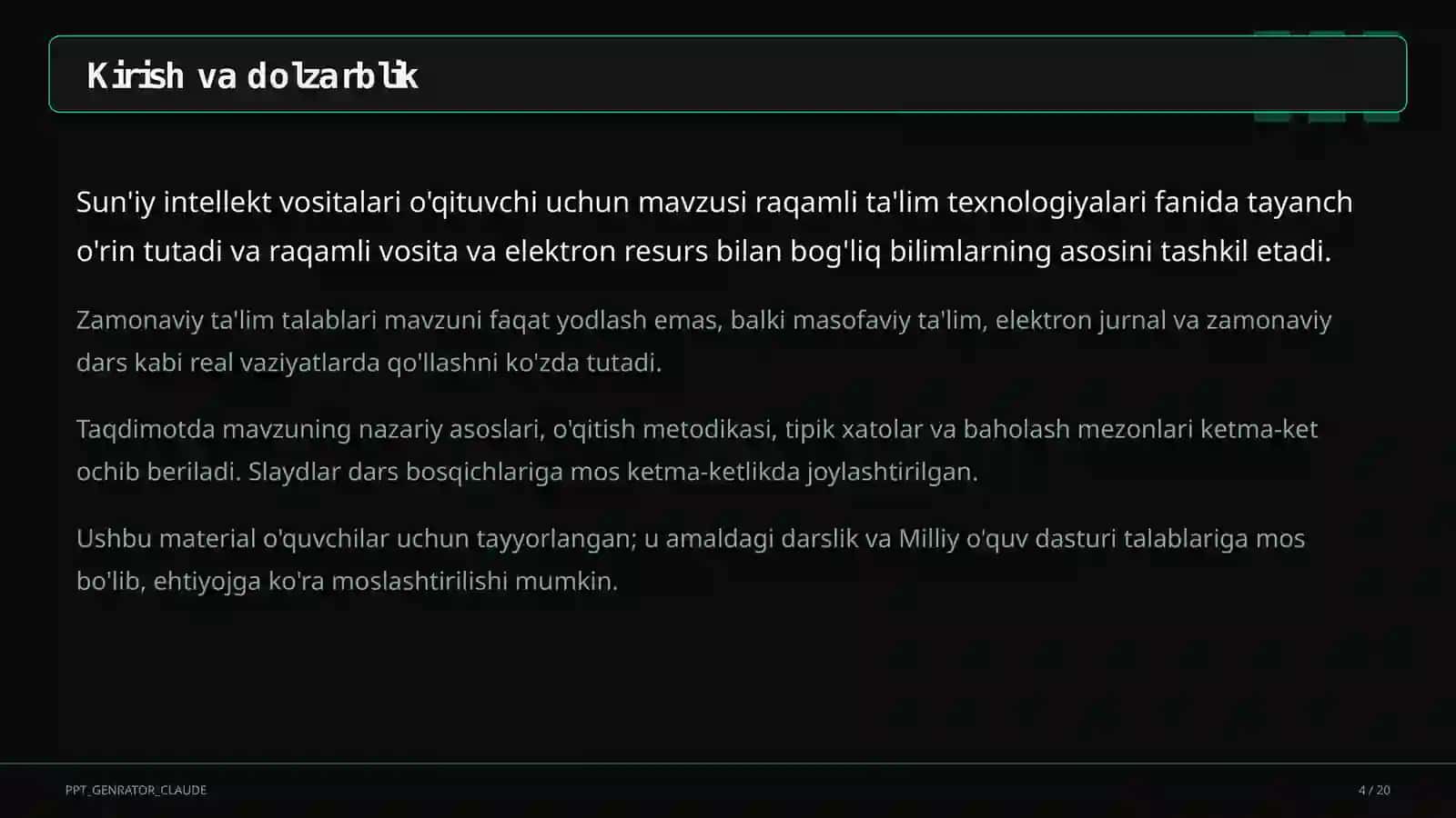 Sun'iy intellekt vositalari o'qituvchi uchun 4