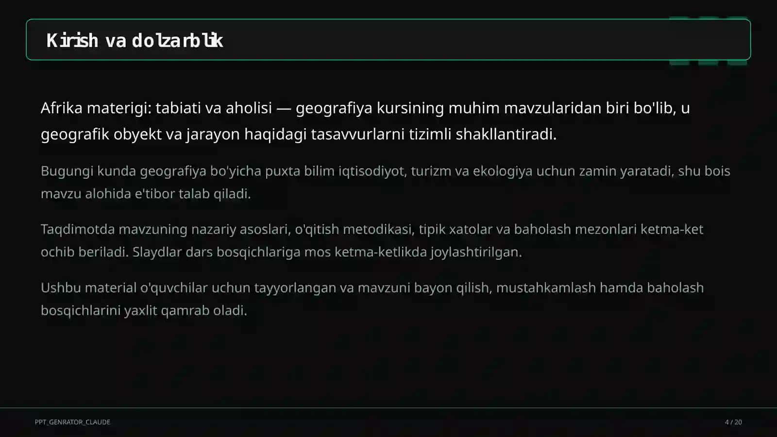 Afrika materigi: tabiati va aholisi (7-sinf) 4
