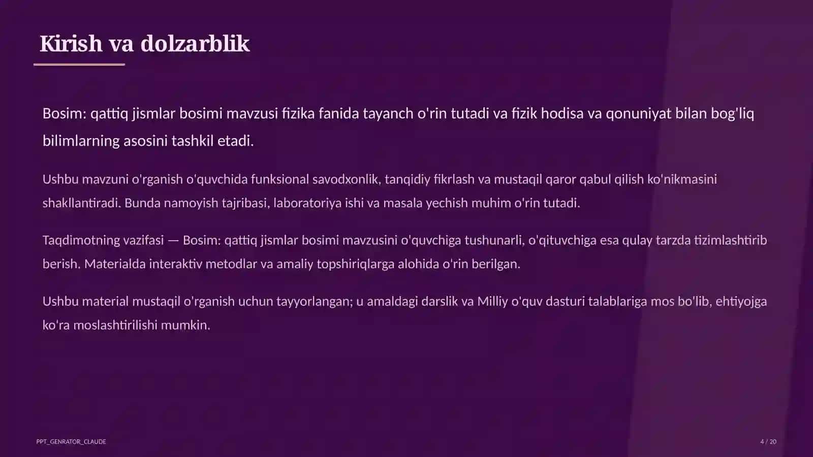 Bosim: qattiq jismlar bosimi (6-sinf) 4