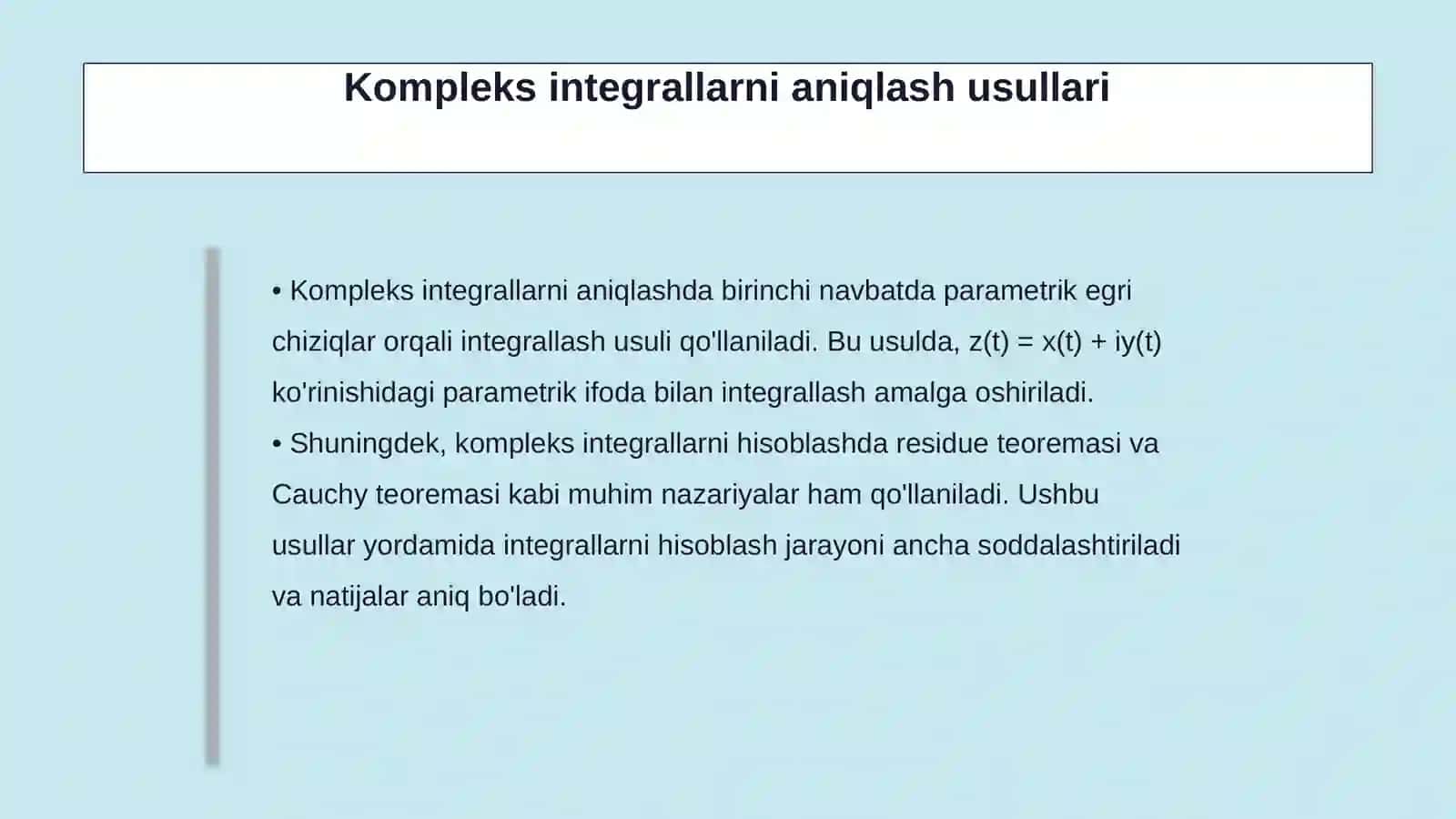Kompleks argumentli funksiyalarning integrali 4