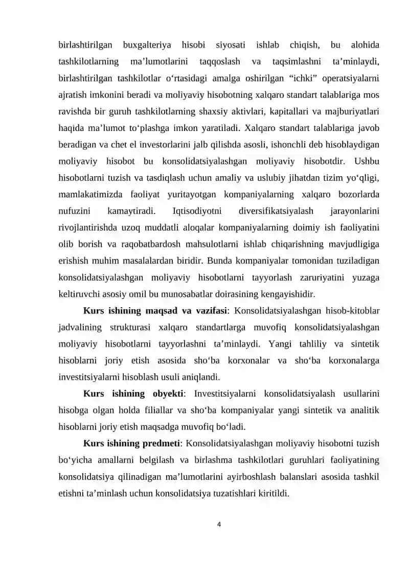 KONSOLIDATSIYALASHGAN MOLIYAVIY HISOBOT TUZISHNING NAZARIY ASOSLARI 4