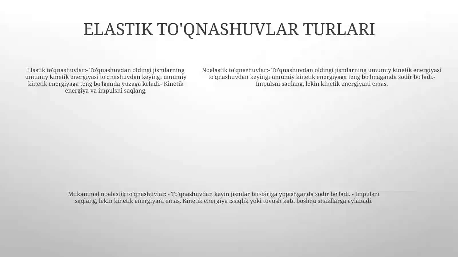 Elastik Va Noelastik To'Qnashuv 4
