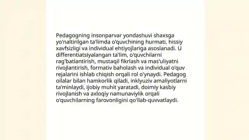 Insonparvarlik va shaxsga yunaltirilgan ta'lim 4