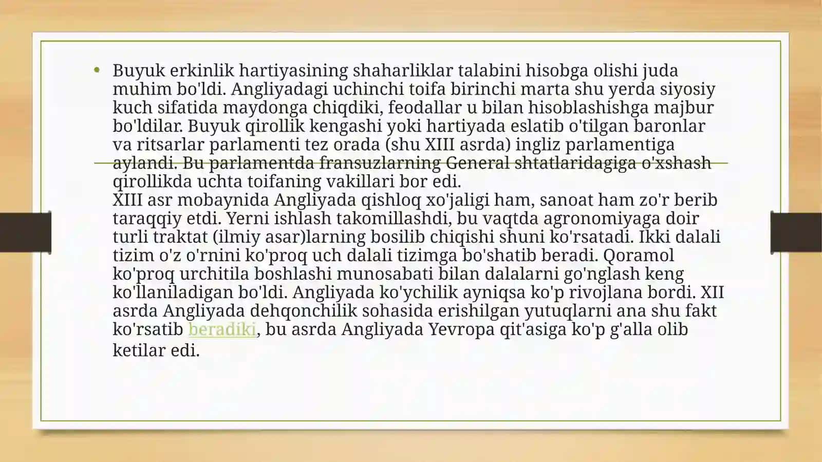 ANGLIYA PARLAMENTI TASHKIL TOPISHI YEVROPADA TA’LIM TIZMIMI, YEVROPADA UYG’ONISH 4