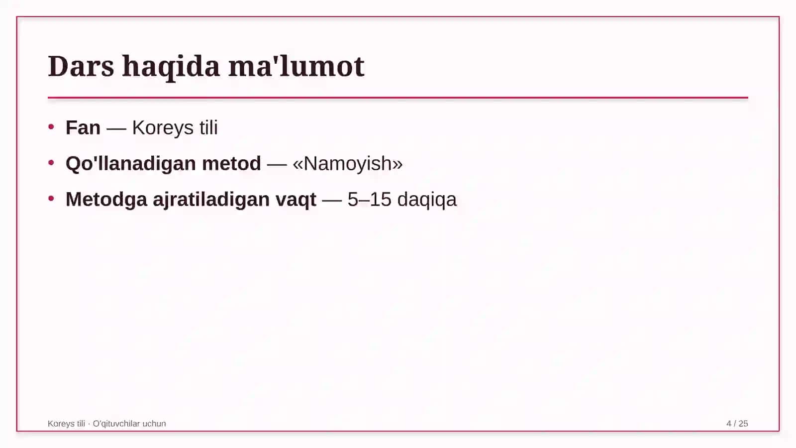 koreys tili darslarida namoyish metodidan foydalanish 3646 4