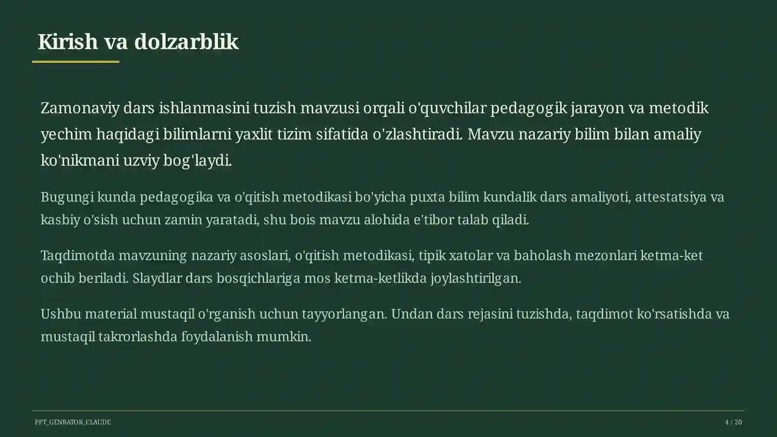 Zamonaviy dars ishlanmasini tuzish 4