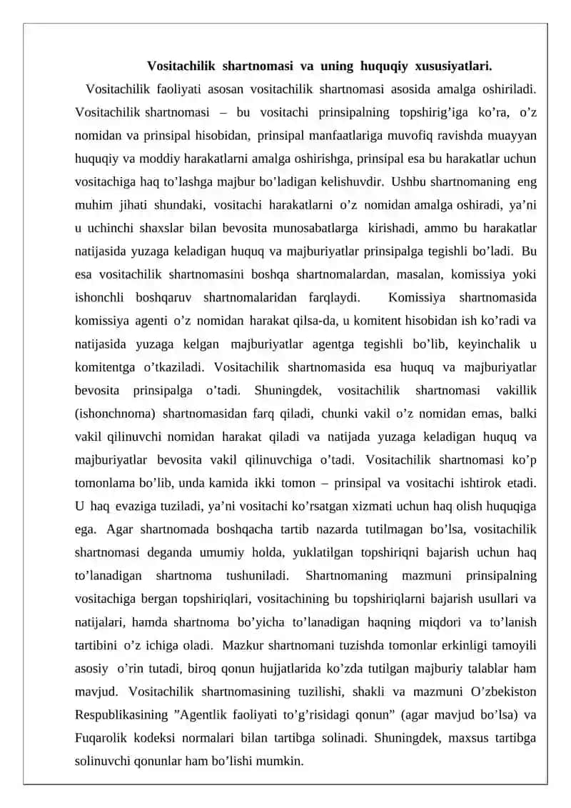 Vositachilik faoliyatini amalga oshirishning fuqarolik-huquqiy asoslarini takomillashtirish 4
