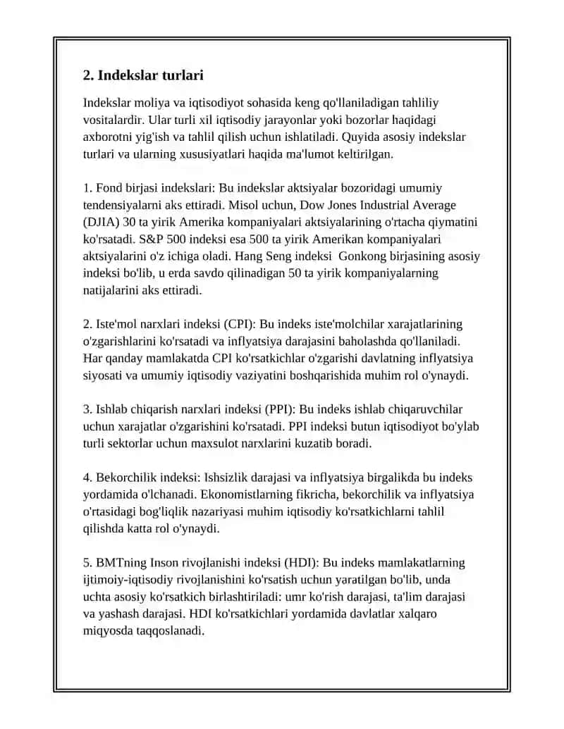 INDIVIDUAL INDEKSLARNING XOSSALARI 4