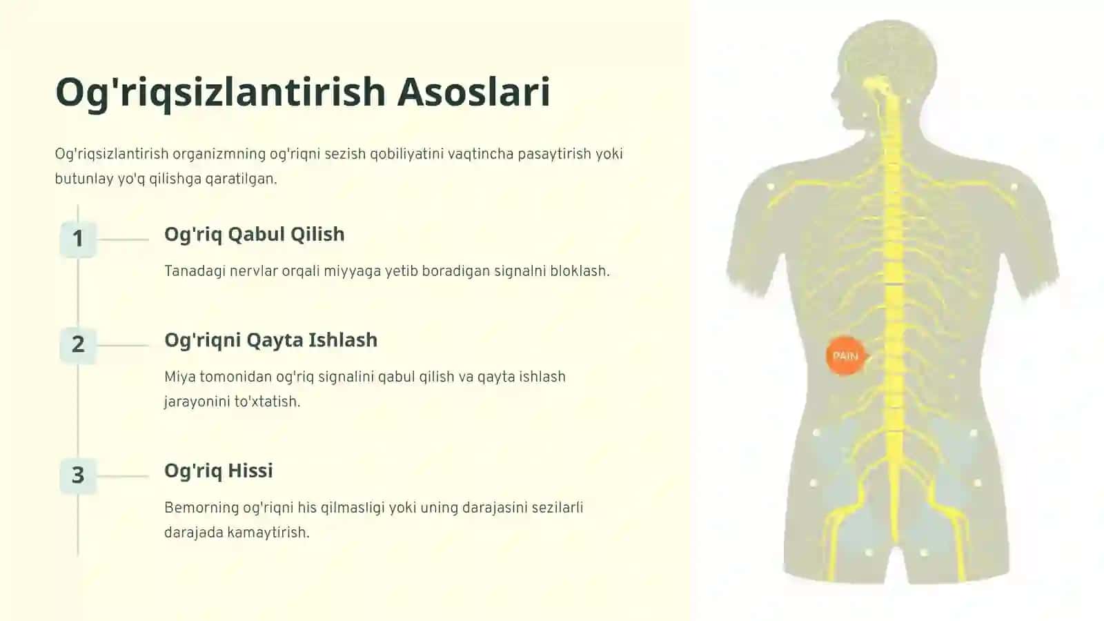 Zamonaviy Og'riqsizlantirish Usullari va Xirurgik Asboblar 4