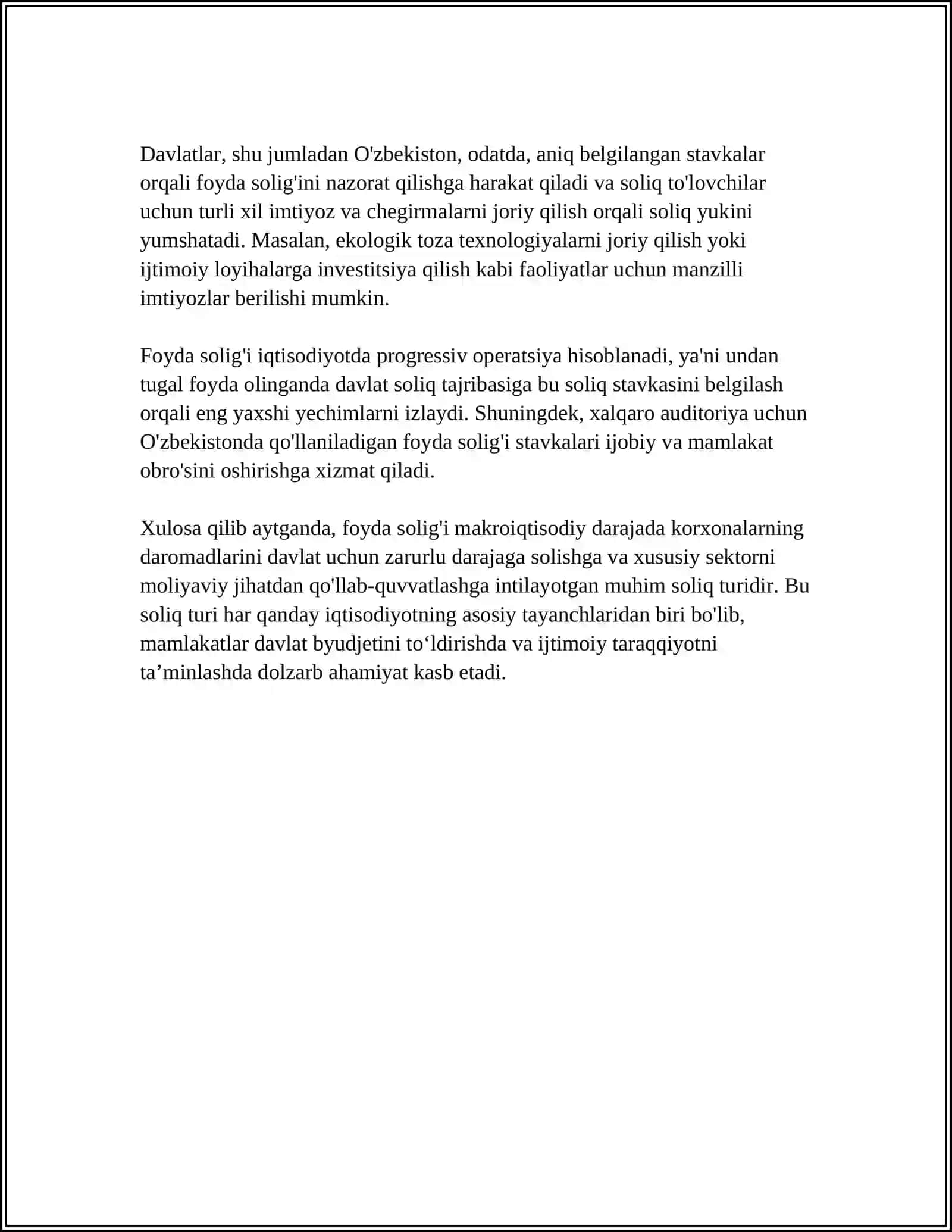 FOYDA SOLIG'INING IQTISODIY MOHIYATI VA JORIY ETILISH BOSQICHLARI 4