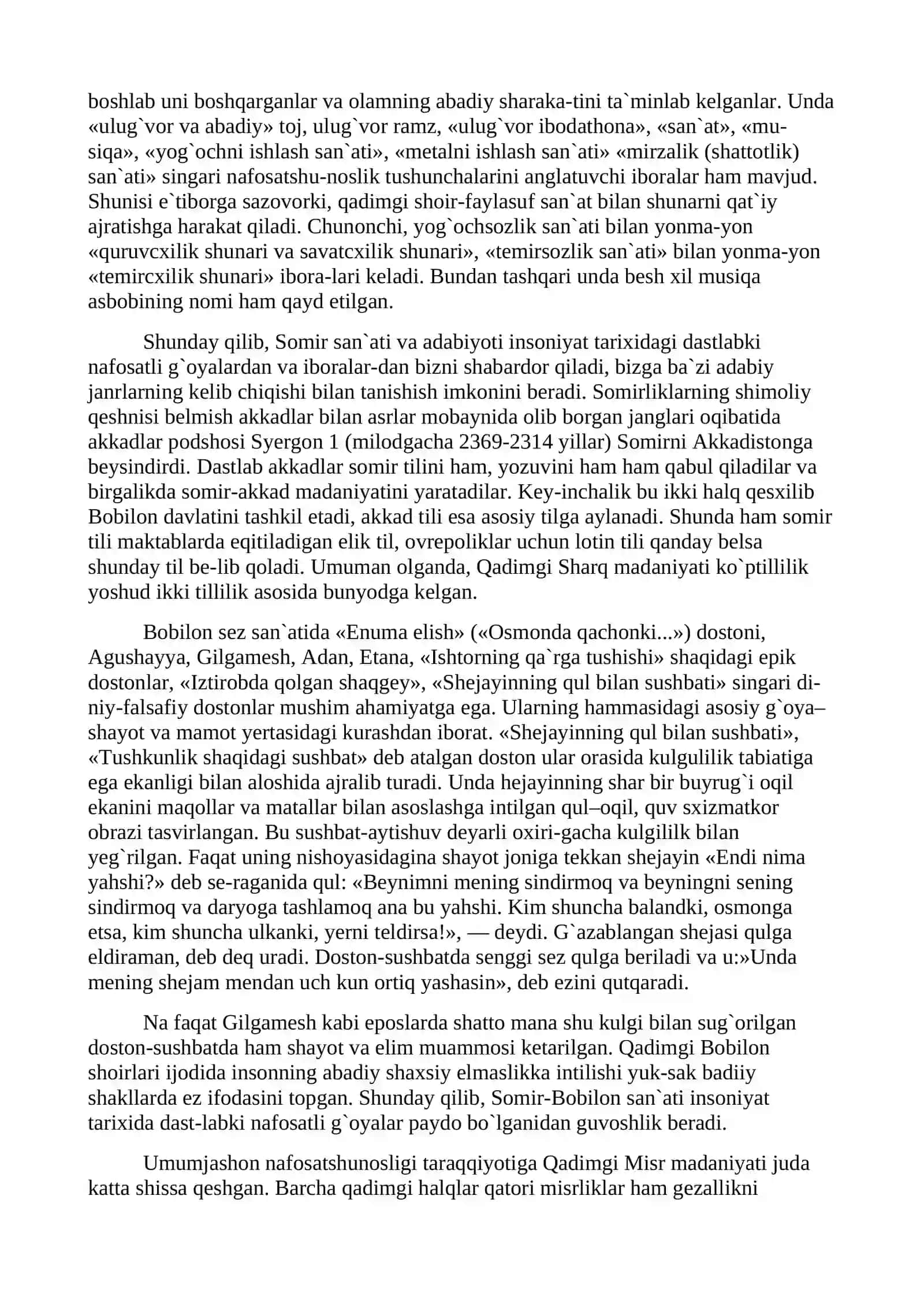 Estetik tafakkur tarqqiyotining asosiy bosqichlari 4