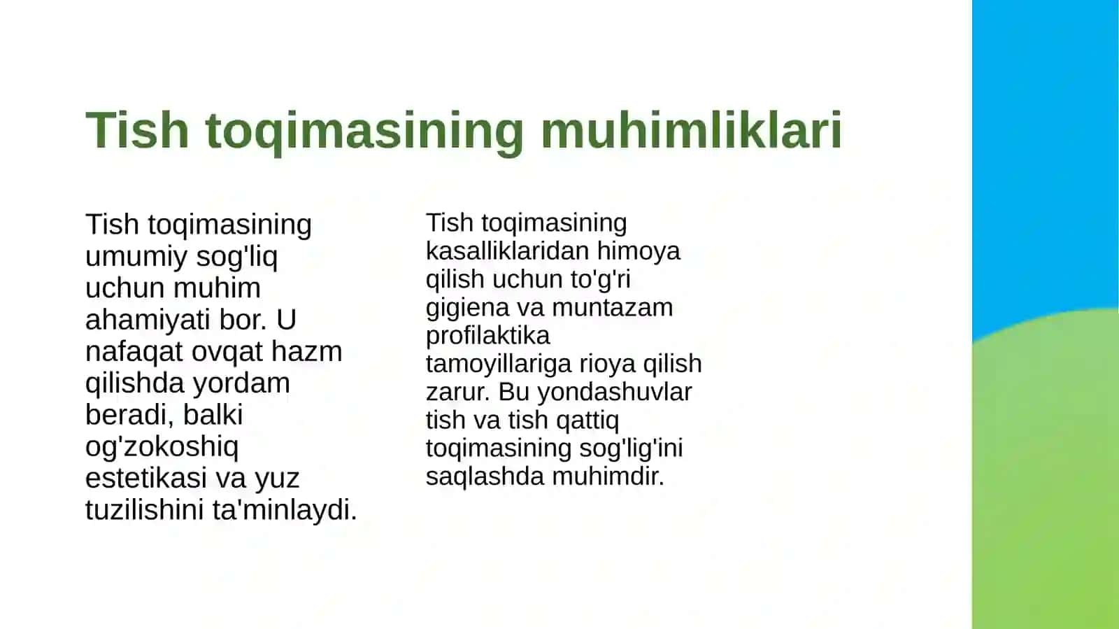 Tish toqimasining klinik tamoyillari 4