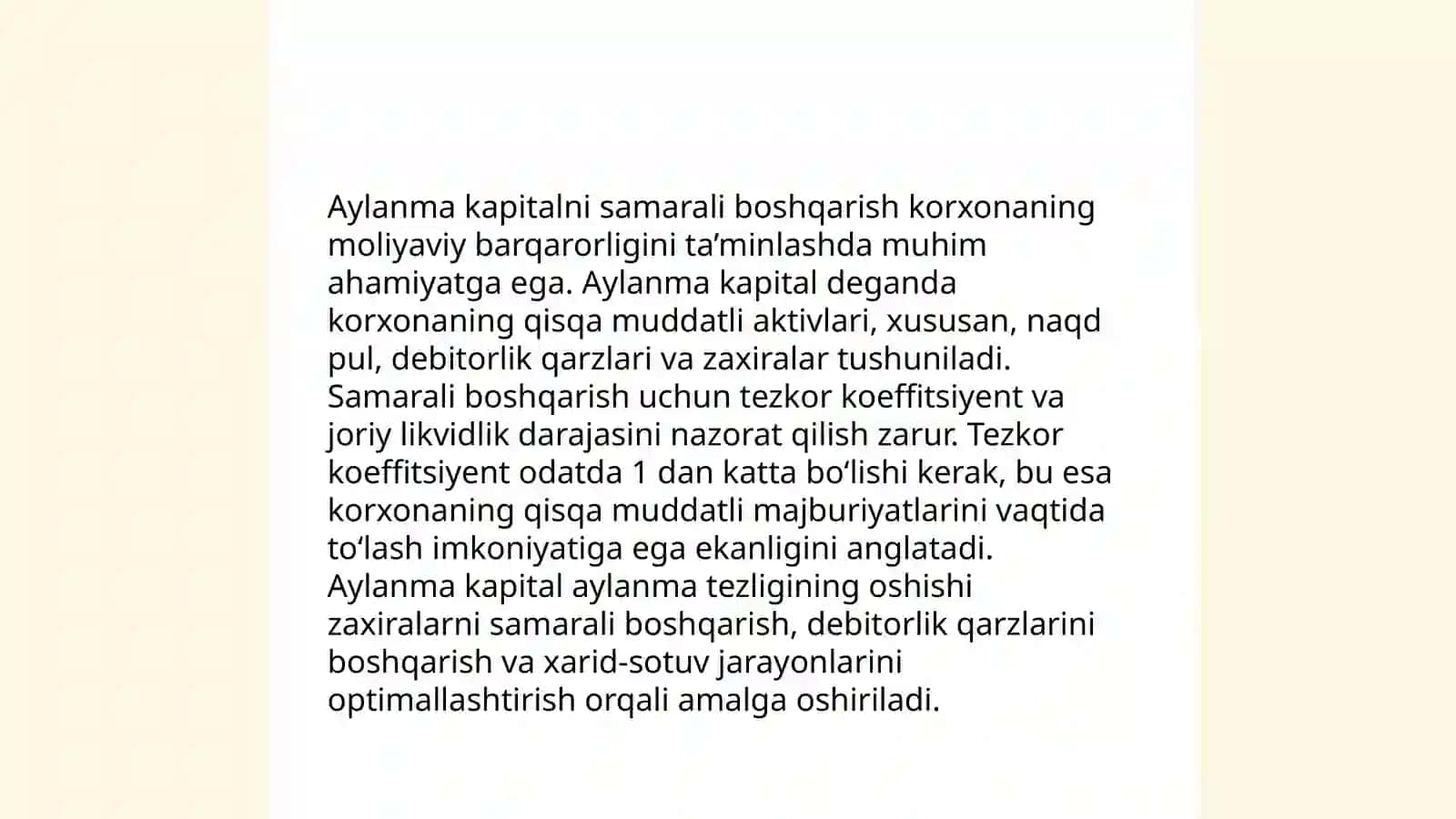 Asosiy va aylanma kapital doiraviy aylanishining moliyaviy aspektlari 4