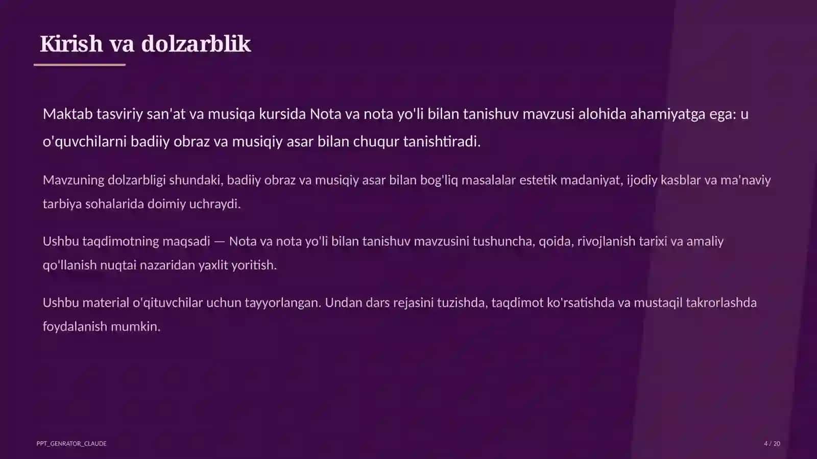 Tasviriy san'at va musiqa (1-7) — o'qituvchilar uchun 4