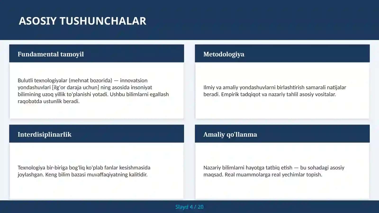 Bulutli texnologiyalar (mehnat bozorida) — innovatsion yondashuvlari [ilg'or daraja uchun] 4