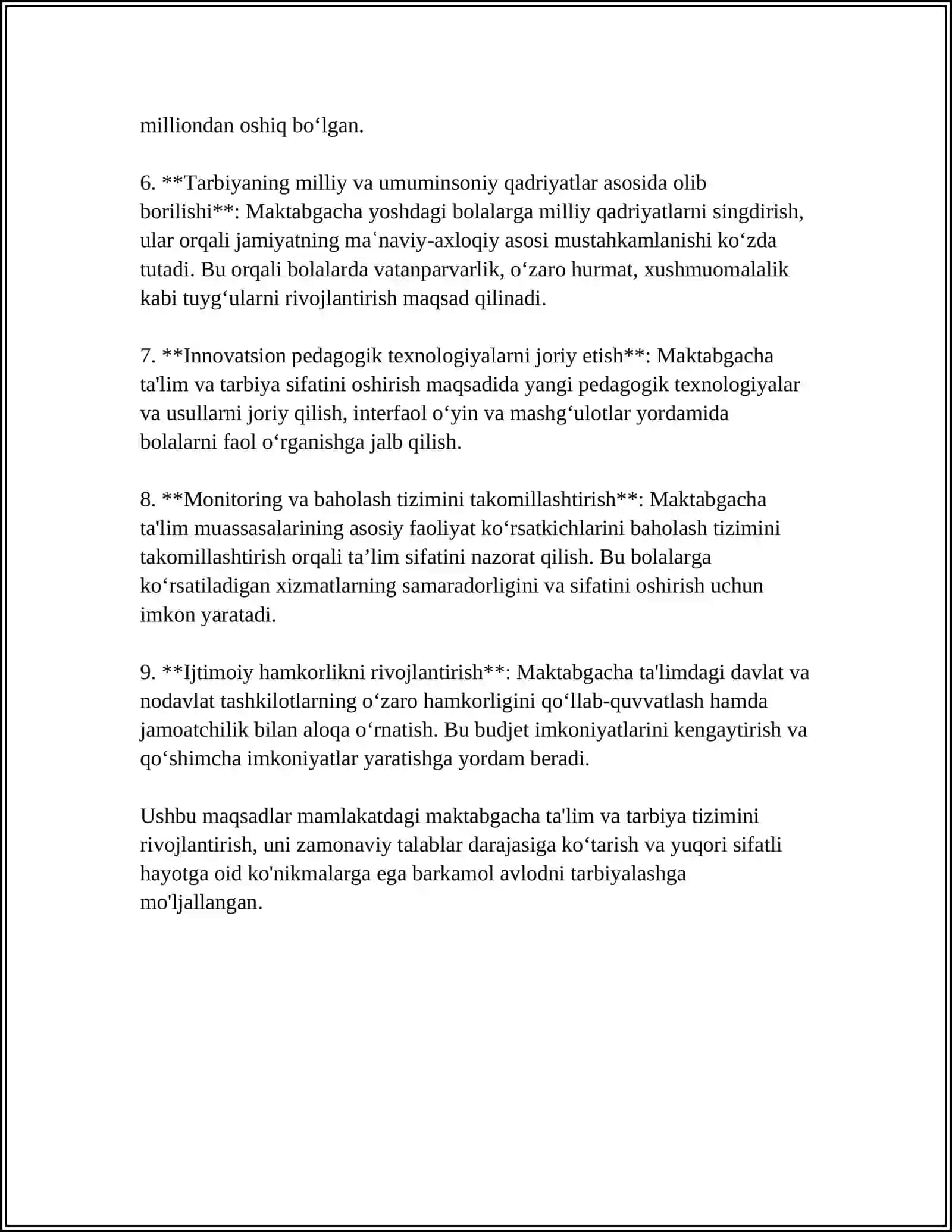 MAKTABGACHA TAʼLIM VA TARBIYANING DAVLAT STANDARTLARI MAZMUN VA ASOSIY VAZIFALARI 4