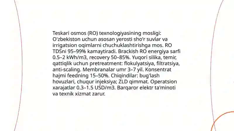Ozbekiston sharoitida shor suvlarni chuchuklashtirish goyasini yaratish 4