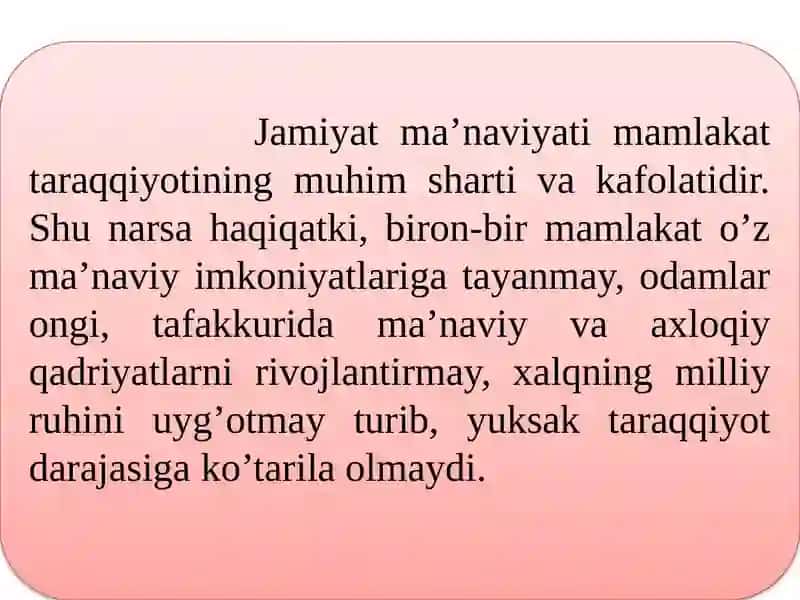 MUSTAQILLIK YILLARIDA O‘ZBEKISTONNING MA’NAVIY VA MADANIY TARAQQIYOTI 4