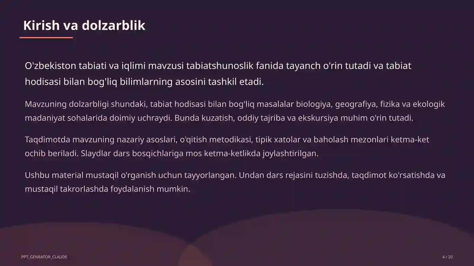 O'zbekiston tabiati va iqlimi (4-sinf) 4
