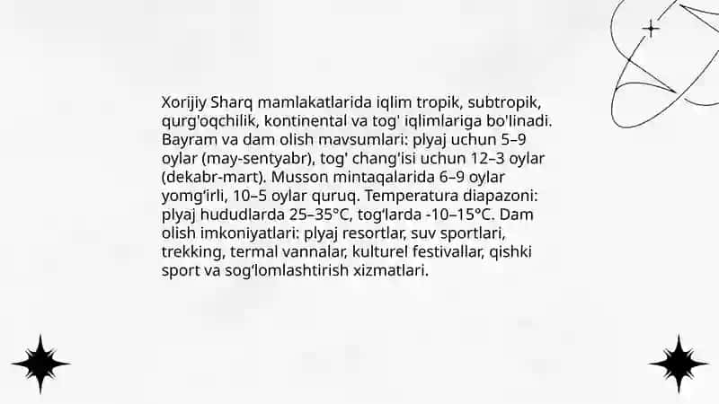Xorijiy Sharq mamlakatlarida dam olish salohiyati 4