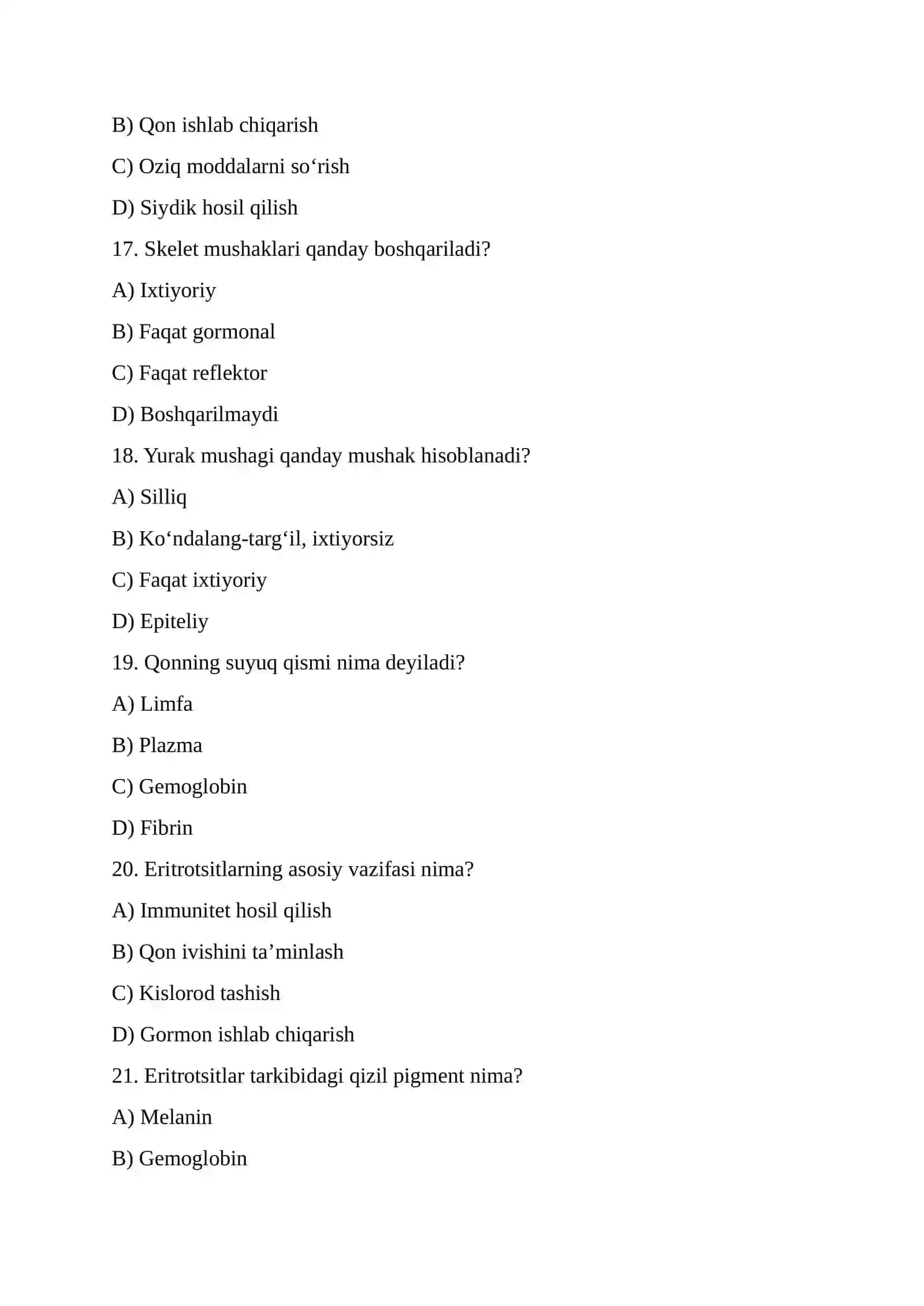 8-sinf Biologiya Testlar Javoblari 4
