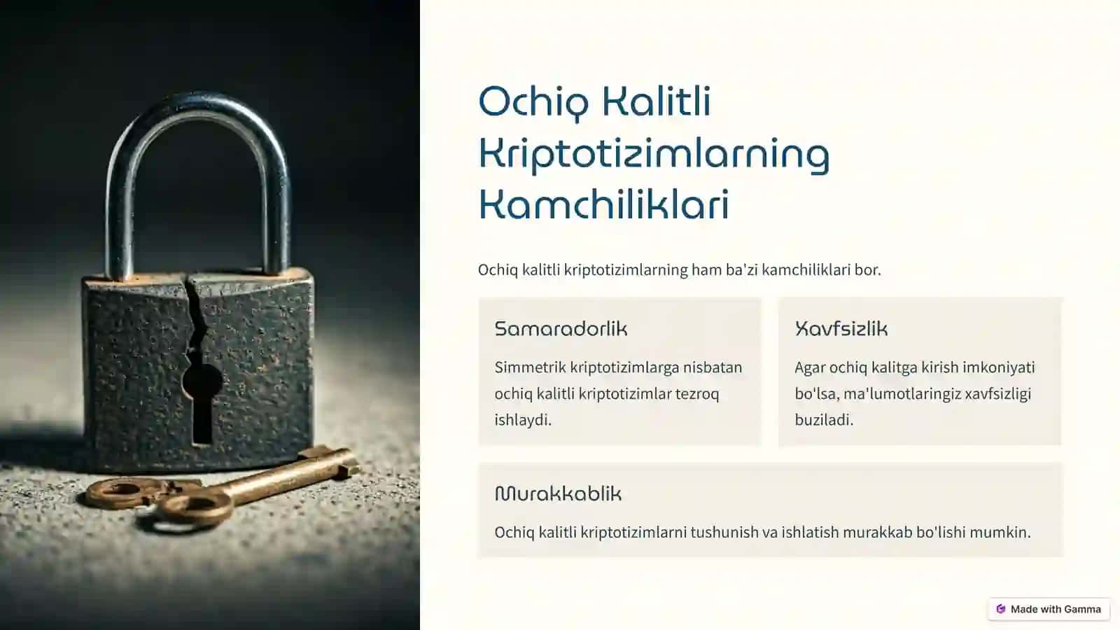 Ochiq Kalitli Kriptotizimlar 4