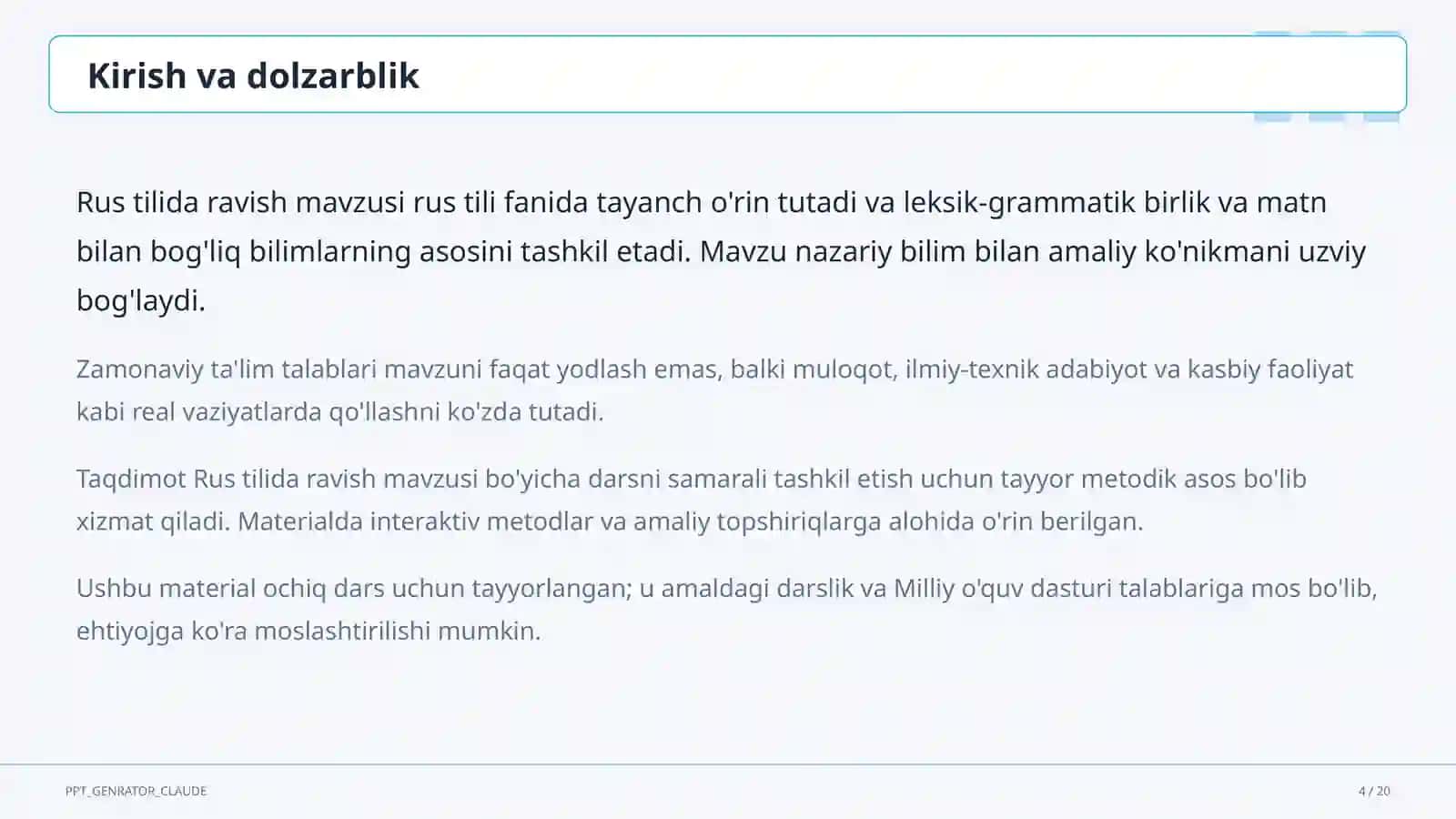 Rus tilida ravish (7-sinf) 4
