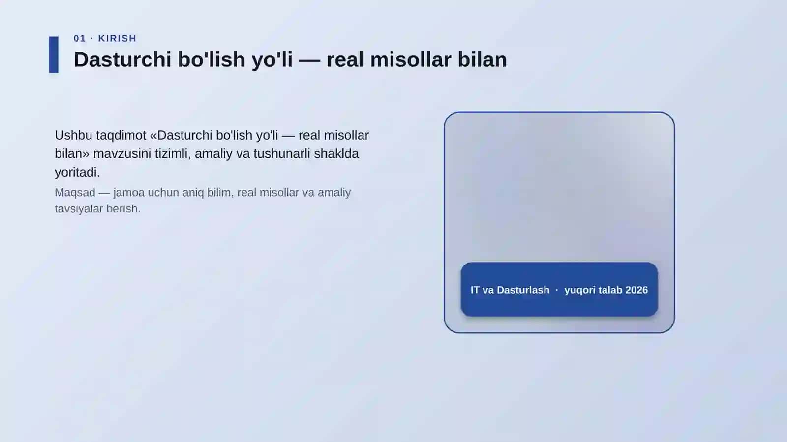 Dasturchi bo'lish yo'li — real misollar bilan 4