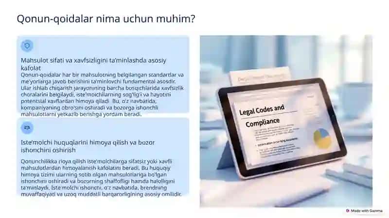 MAHSULOTLARNI TAHLIL QILISH VA BAHOLASH ISHLARINI AMALGA OSHIRISHDA QONUN QOIDALARGA RIOYA QILISH 4
