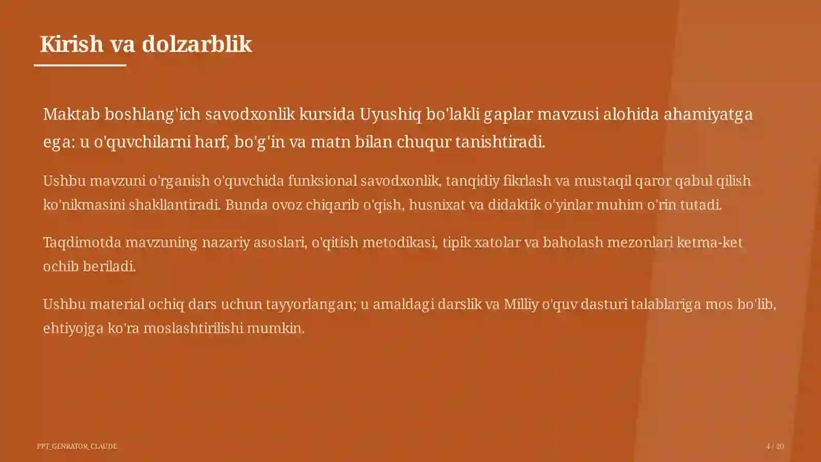 Uyushiq bo'lakli gaplar (4-sinf) 4