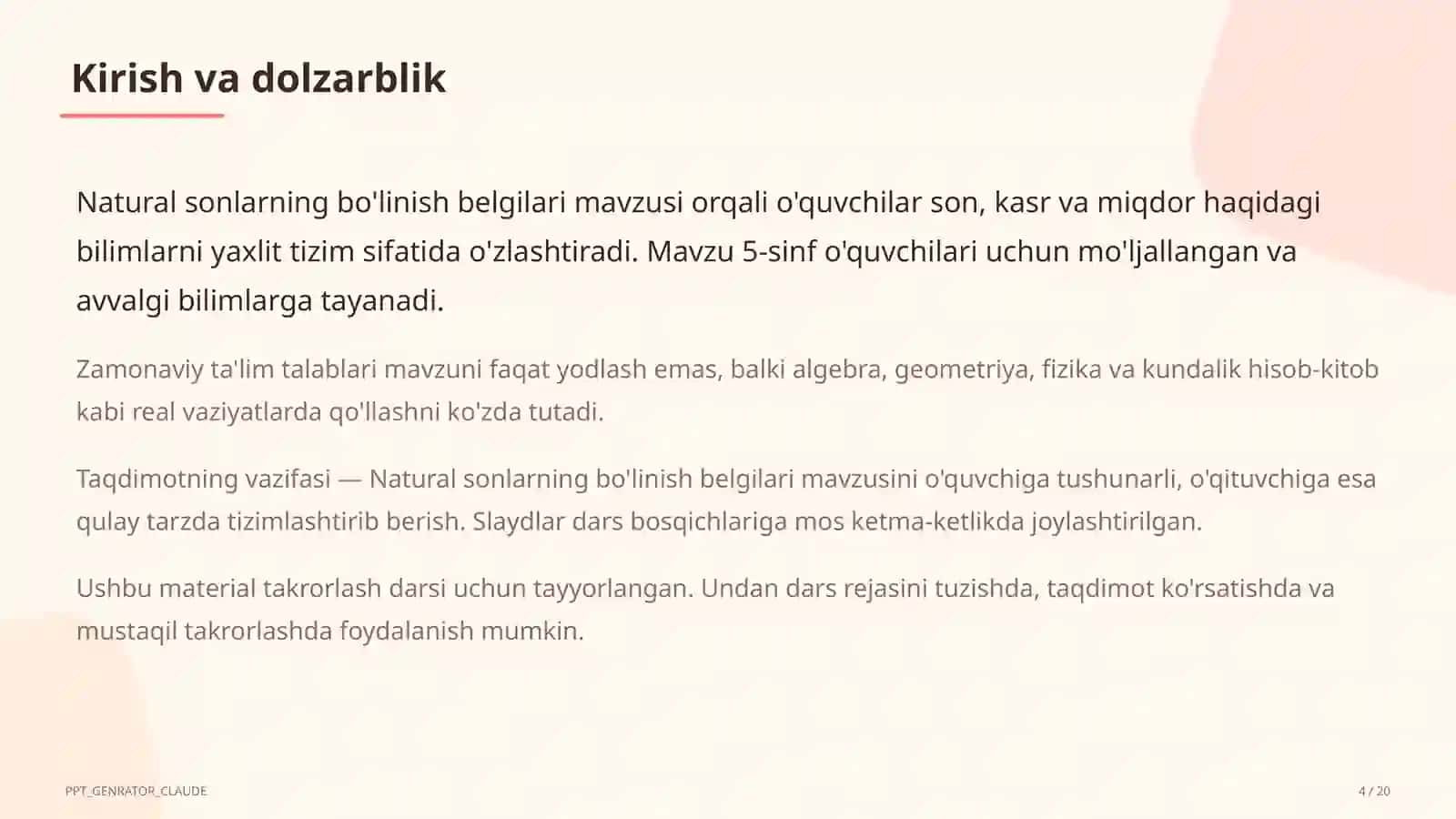 Natural sonlarning bo'linish belgilari (5-sinf) 4