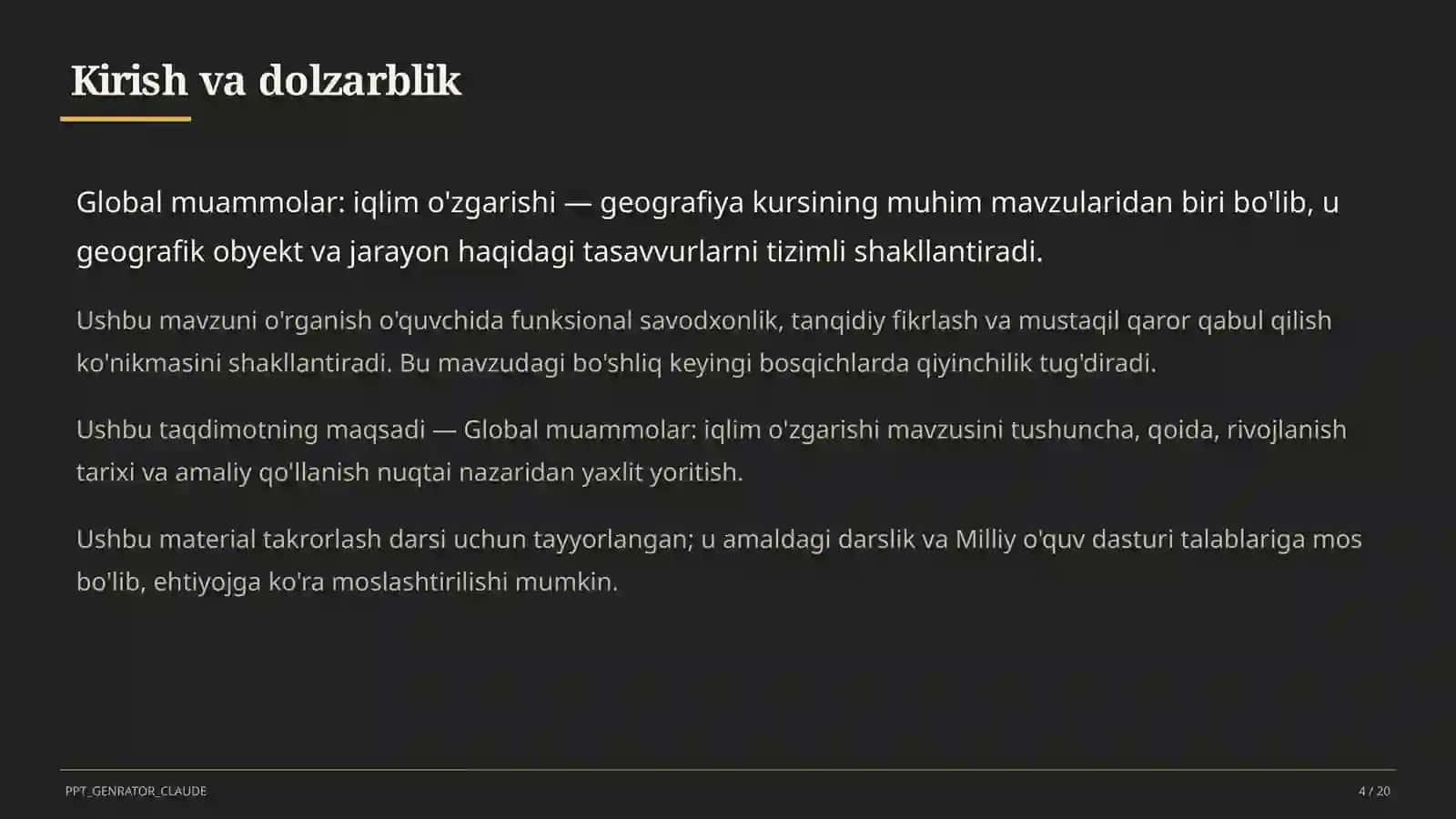 Global muammolar: iqlim o'zgarishi (11-sinf) 4