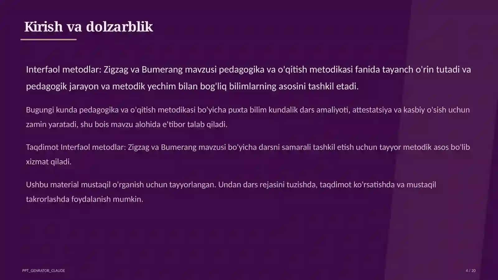 Interfaol metodlar: Zigzag va Bumerang 4