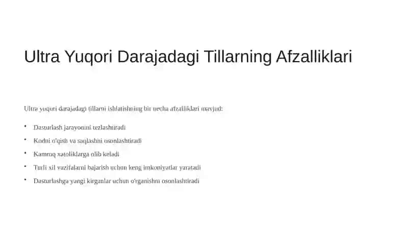 Ultra Yuqori Darajali Dasturlash Tillari 4