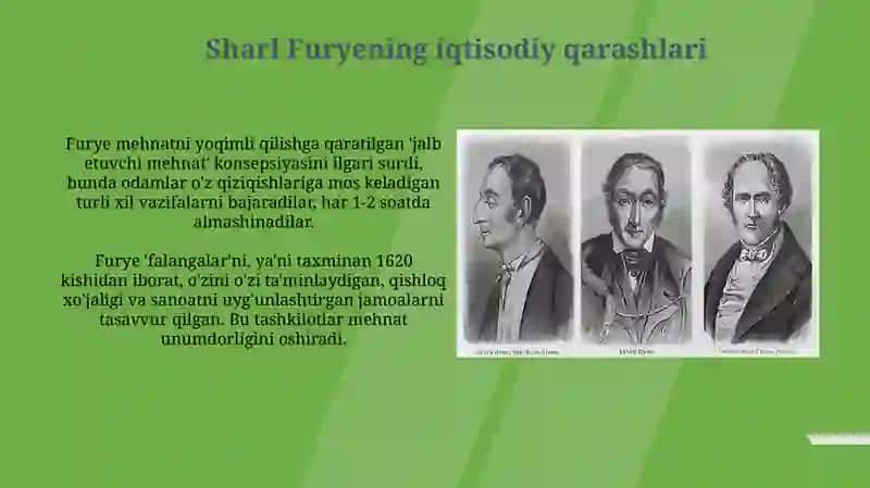 A. Sen-Simon, SH. Fure va R. Ouen iqtisodiy qarashlari 4