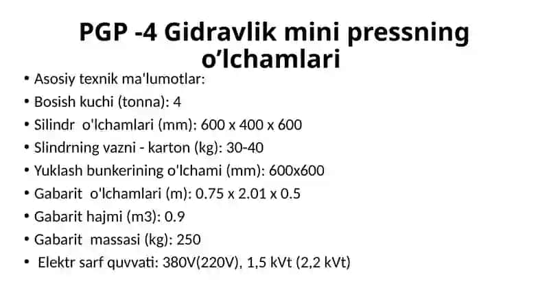PGP -4Gidravlikmini press 4