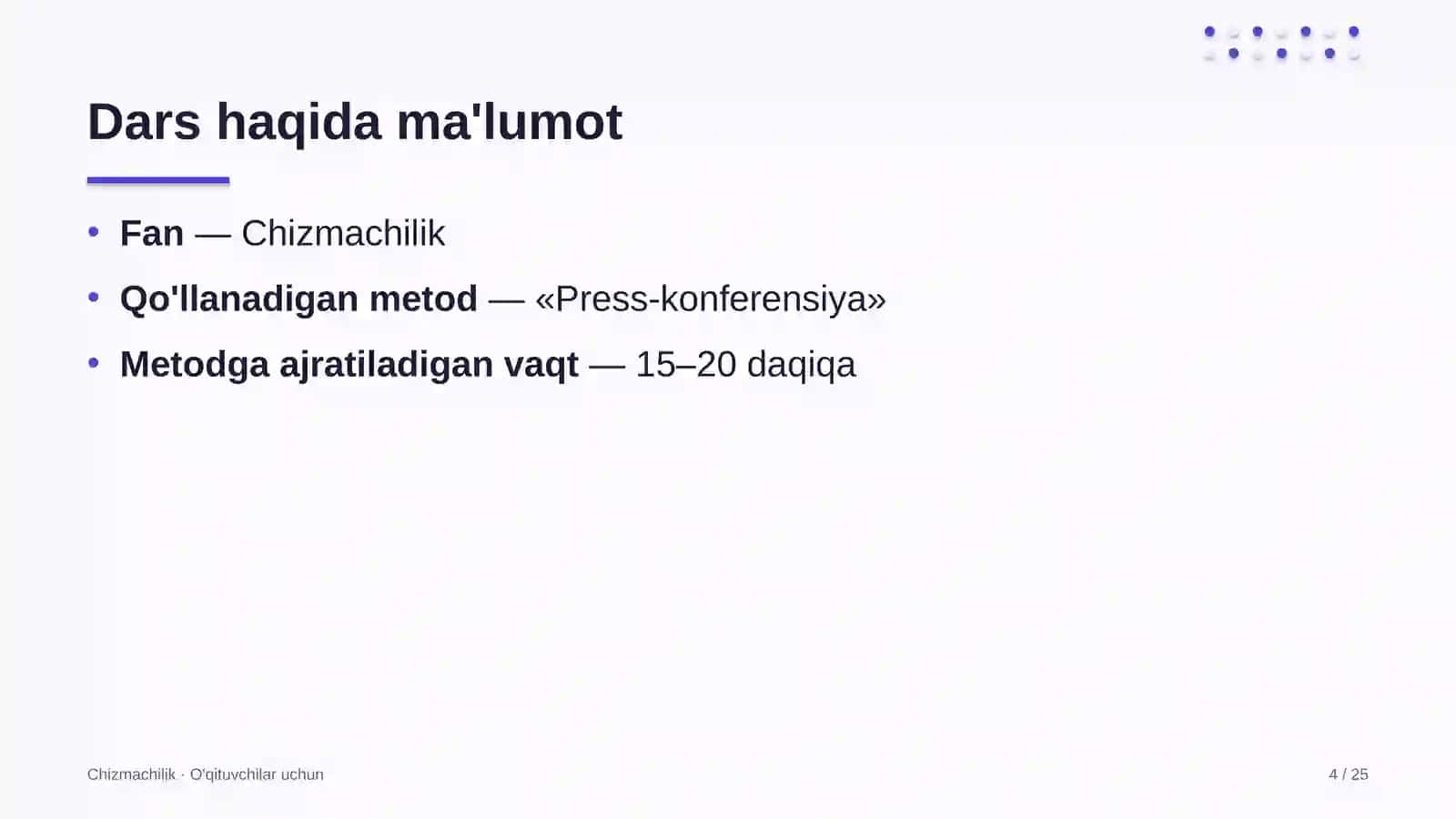 chizmachilik darslarida press konferensiya metodidan foydalanish 7785 4