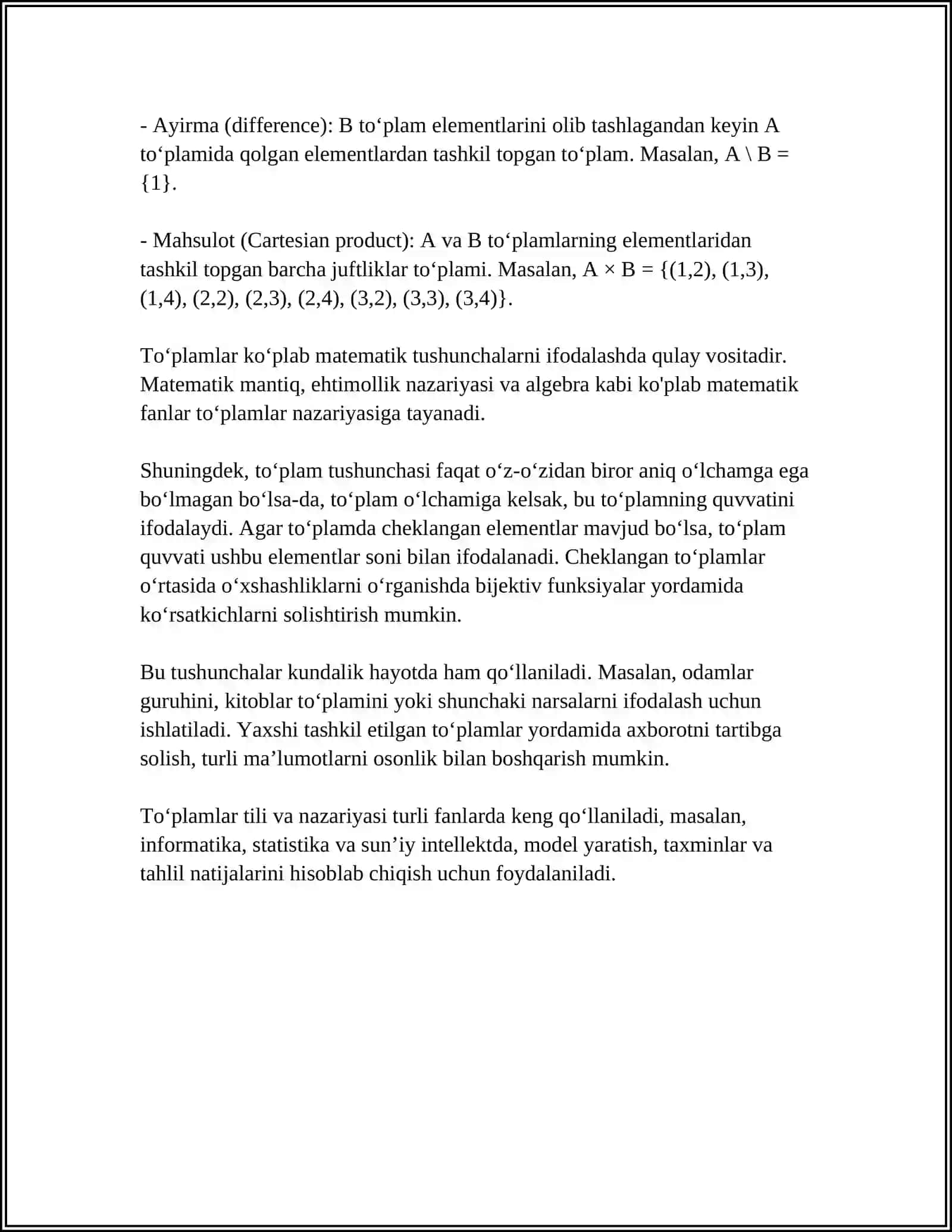 TOʻPLAMLARNI AKSLANTIRISH VA UNING TURLARI 4