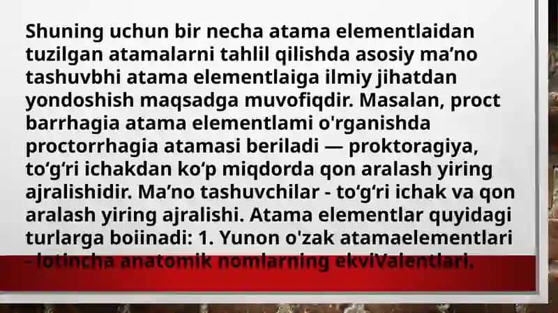 yunon lotin dubletlari va yakka atamalar, turli fizik xususiyat, sifat, munosabat va boshqa belgilarni ifodalovchi  yakka atamalar 4