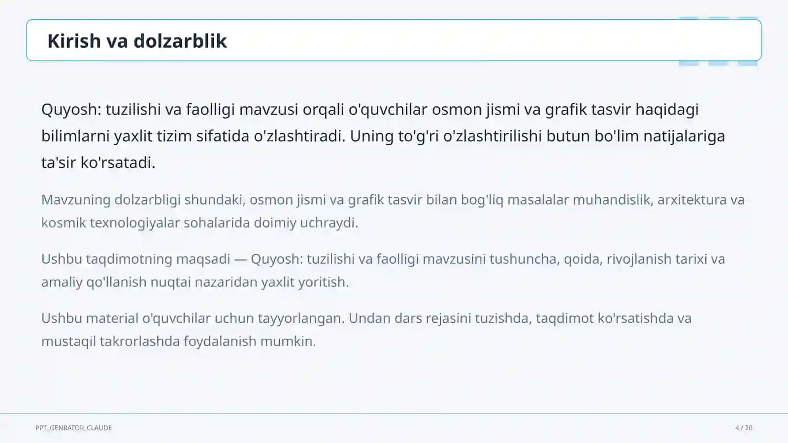 Quyosh: tuzilishi va faolligi (11-sinf) 4