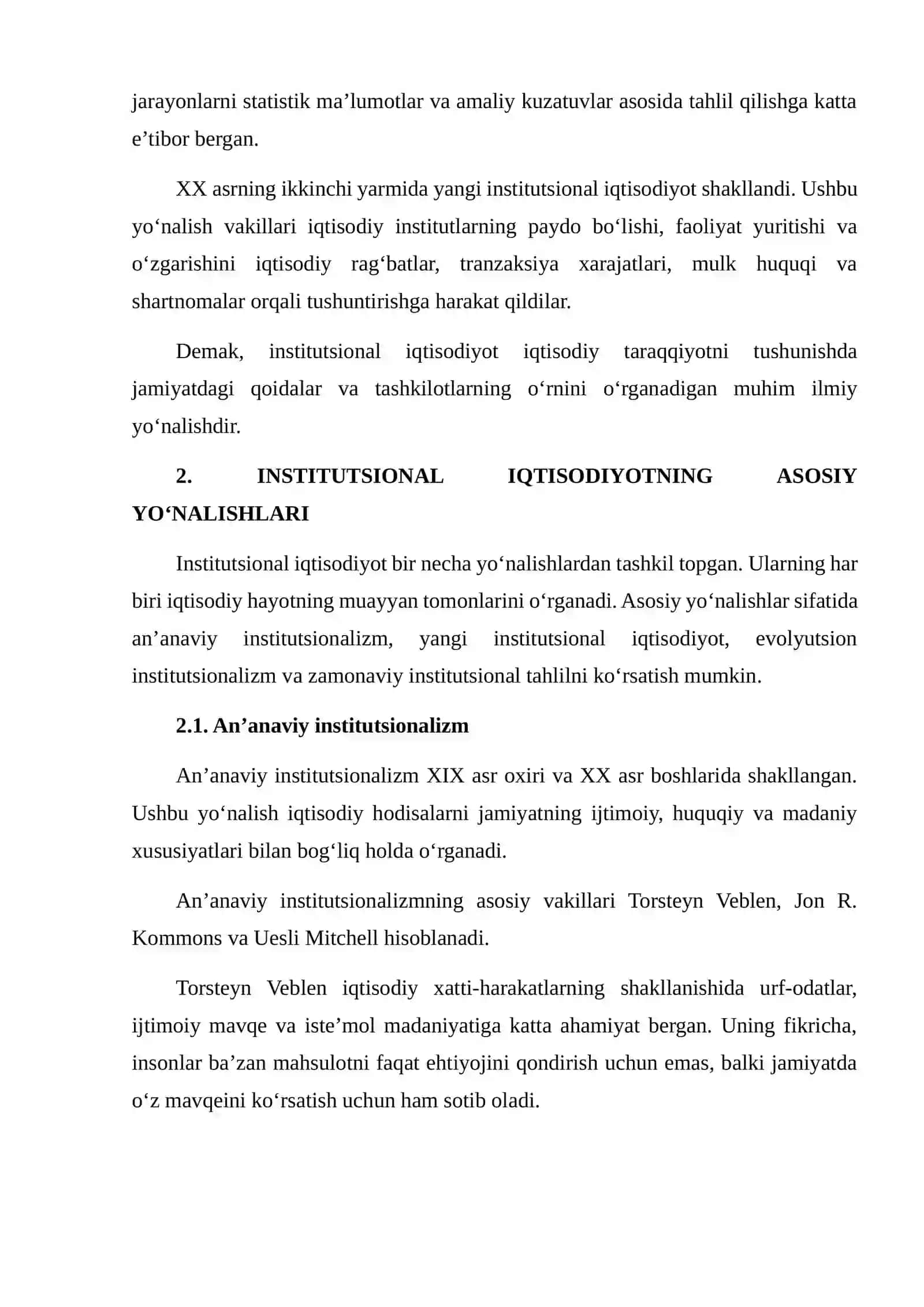 INSTITUTSIONAL IQTISODIYOTNING ASOSIY YO‘NALISHLARINI TAQQOSLASH 4