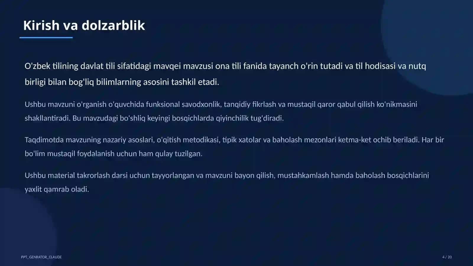O'zbek tilining davlat tili sifatidagi mavqei (11-sinf) 4
