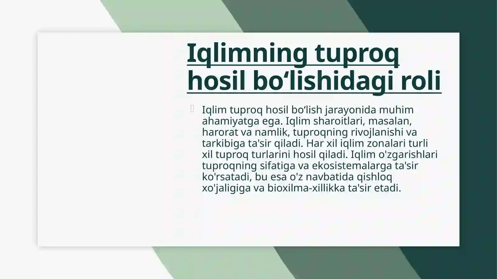 Iqlim va tuproq hosil boʻlishida relearning oʻrni 4