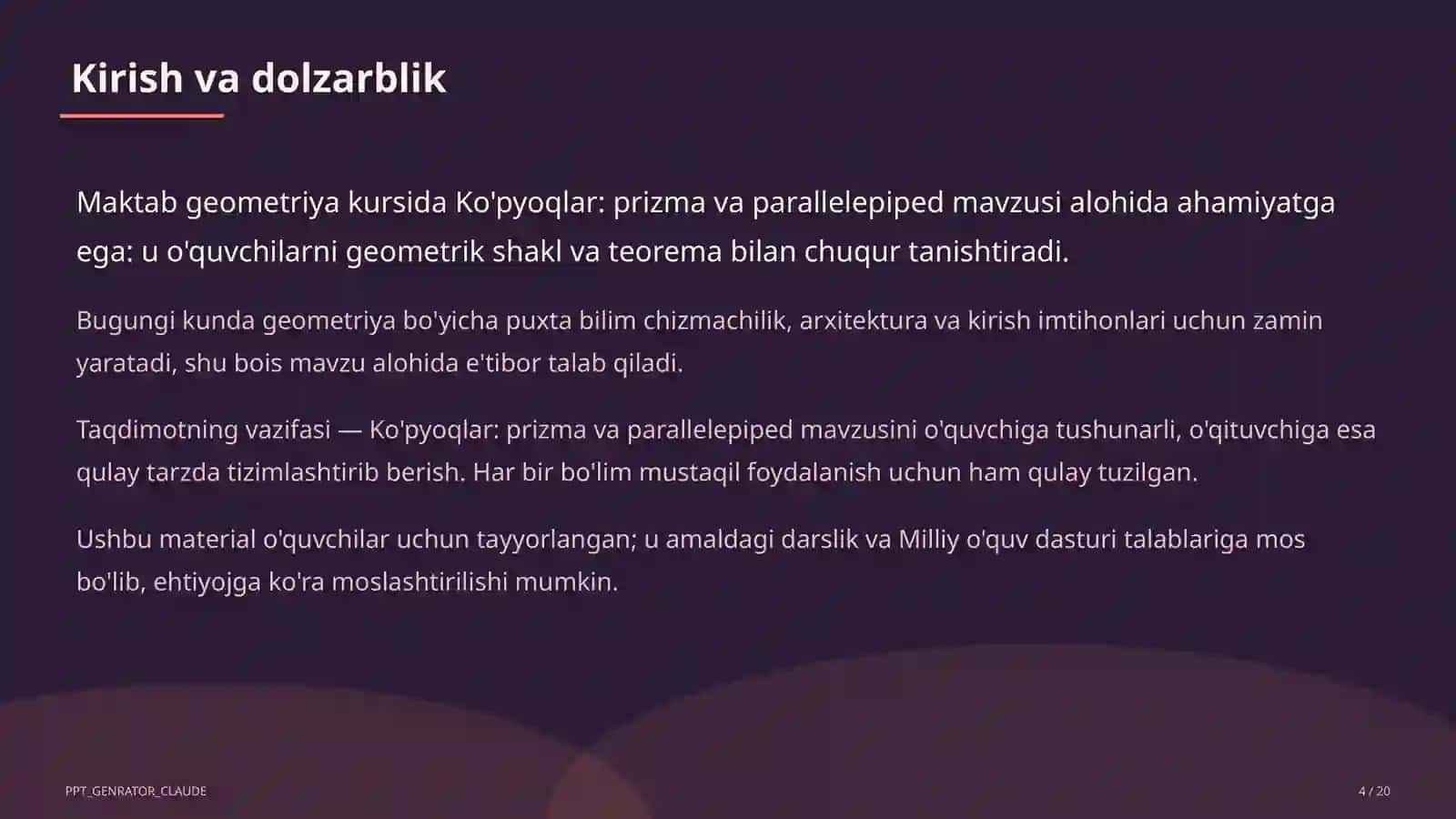 Ko'pyoqlar: prizma va parallelepiped (10-sinf) 4